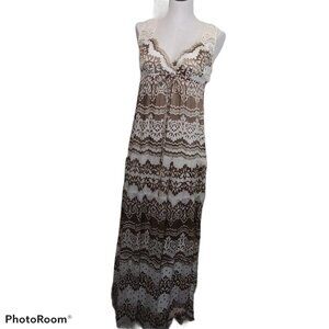 Hale Bob Silk‎ Blend Crochet Back Maxi Dress